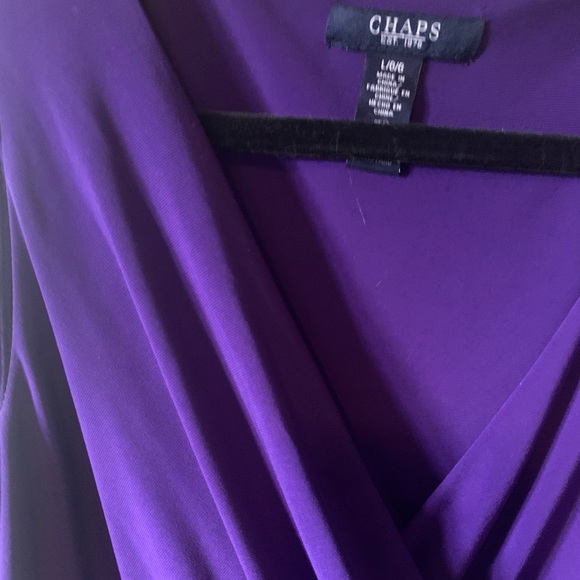 Ralph Lauren Chaps Classy Purple Dress W/Gathered Ruche Front Size L - Picture 4 of 6